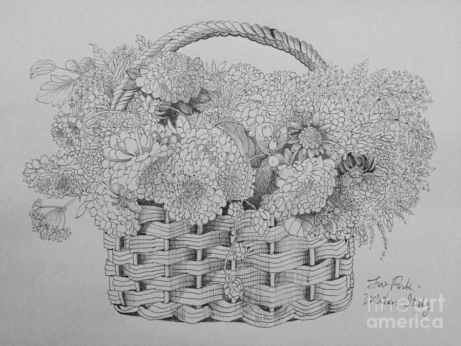 How to Draw Flowers Basket for Kids printable step by step drawing sheet :  DrawingTutorials101.com