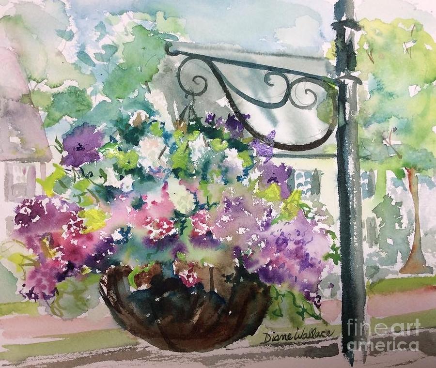 Flower Basket Main Street Painting by Diane Wallace