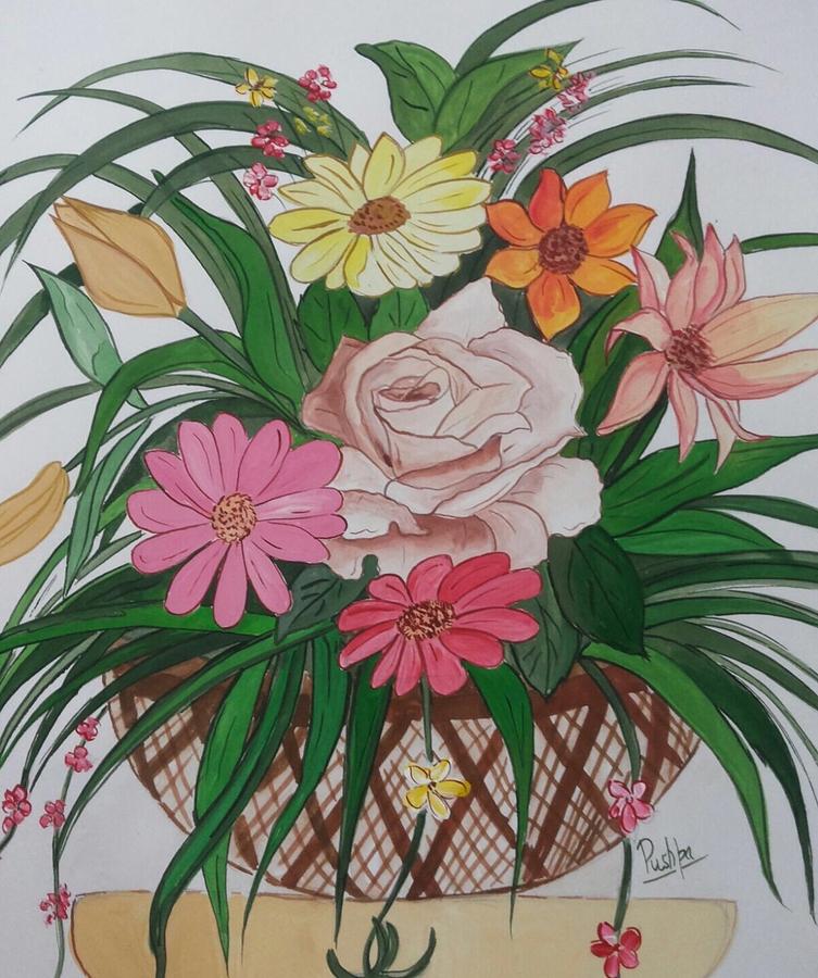 3D Flower basket Painting by shalu b | Saatchi Art