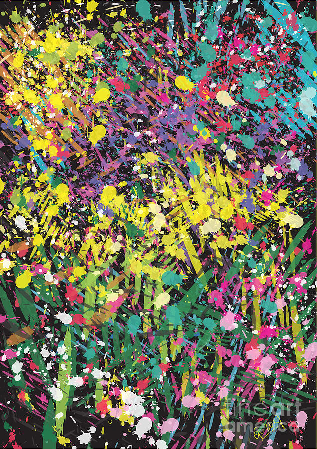 Flower bed abstract Painting by Go Van Kampen