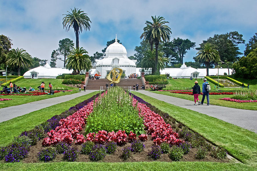 Flower Beds in Front of Conservatory in Golden Gate Park in San Francisco, California Photograph by Ruth Hager