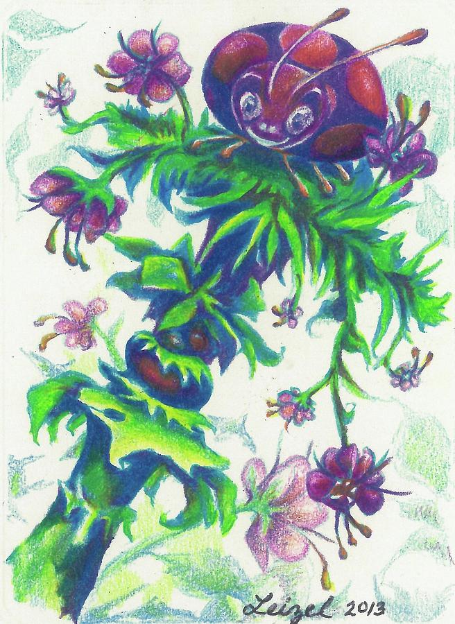 Flower Beetle Drawing by Leizel Grant