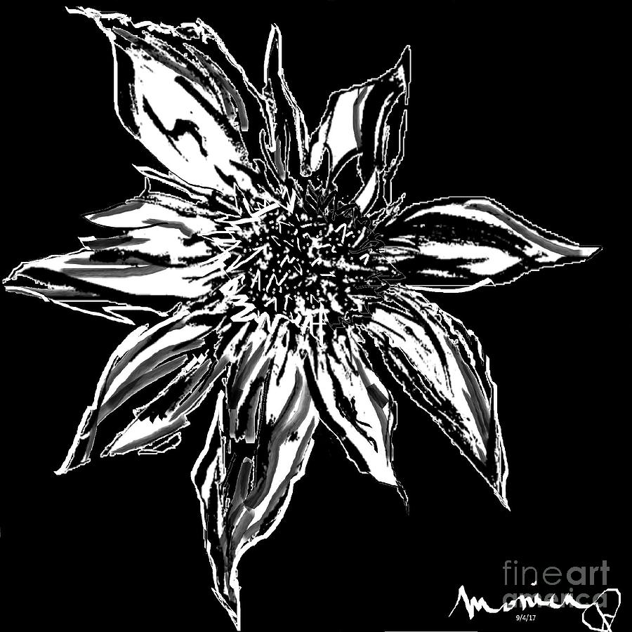 Nature Digital Art - Flower  Black White by Monica Mitchell