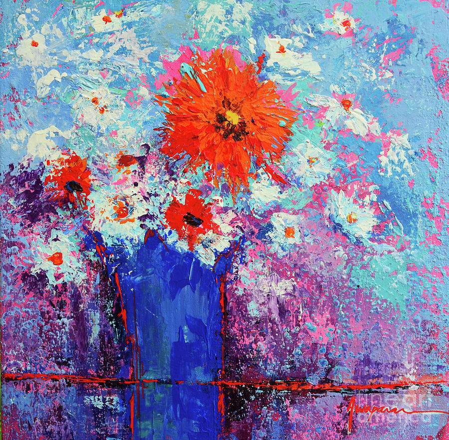 Flower Bouquet Modern impressionistic art palette knife work Painting by Patricia Awapara