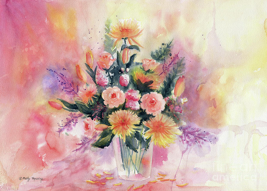 Abstract Painting - Flower Bouquet Watercolor by Melly Terpening