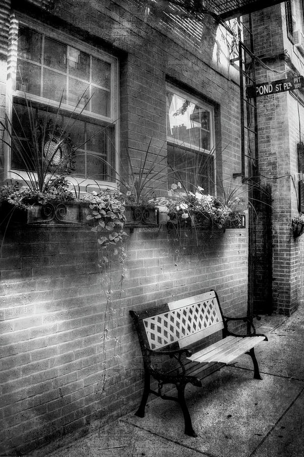 Flower Boxes and Iron Bench in Boston North End Photograph by Joann Vitali