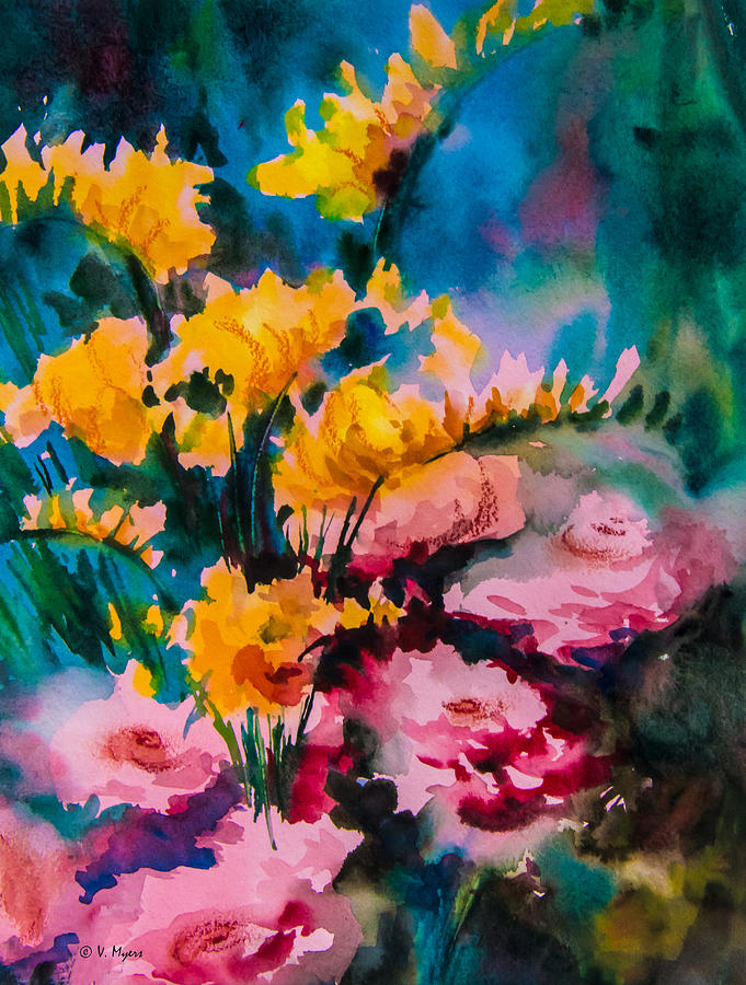 Freesias Painting by Vickie Myers