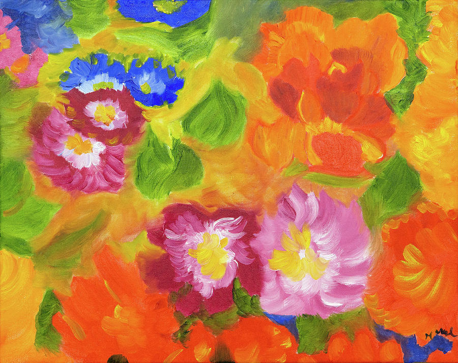 Flower Bursts Painting by Meryl Goudey