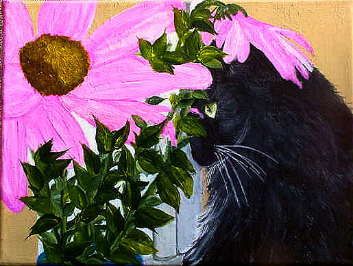 Flower Cat Painting by Dia Spriggs - Fine Art America