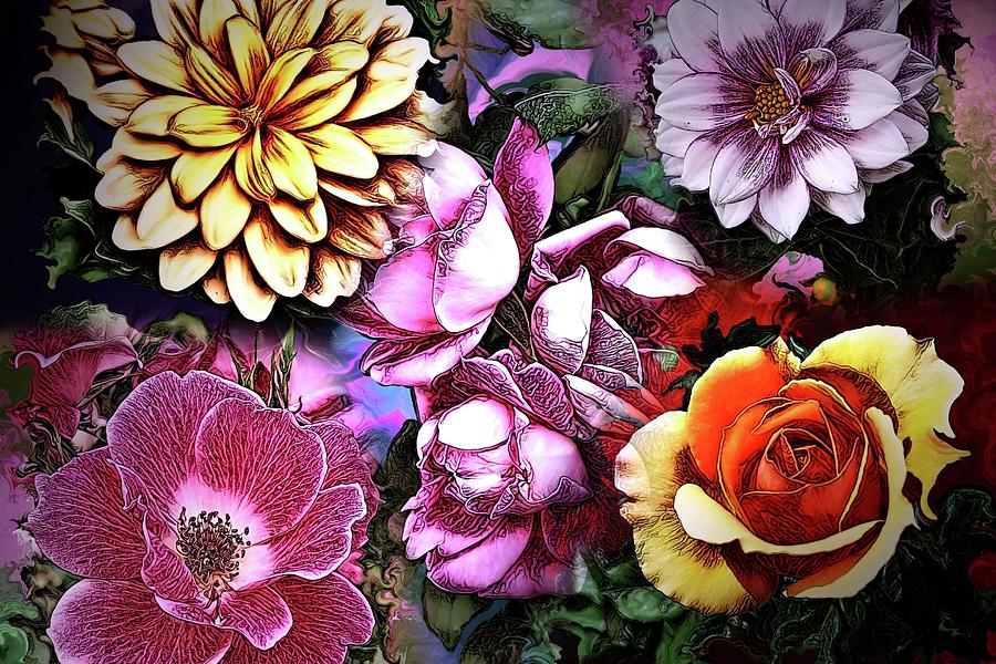Flower Collage digital Painting Digital Art by Artful Oasis
