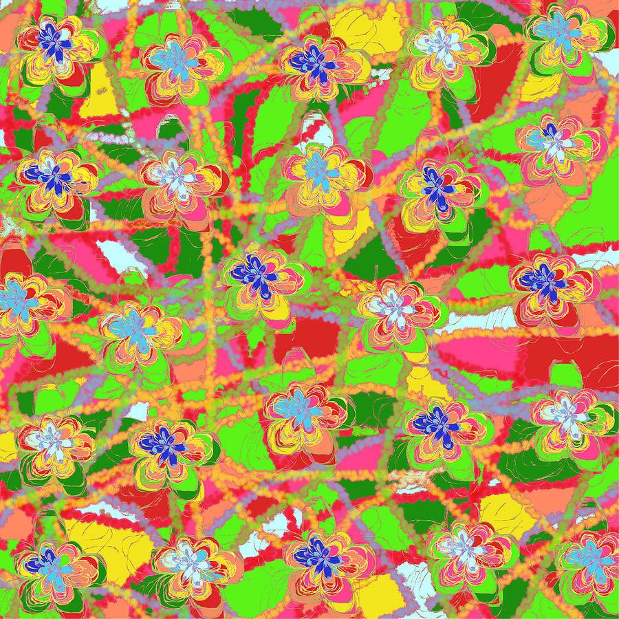 Flower Countryside Counterpane Abstract Digital Art by Julia Woodman