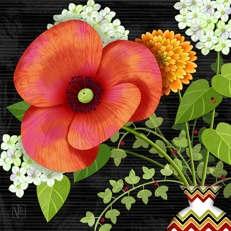 Flower Drama Digital Art by Valerie Drake Lesiak