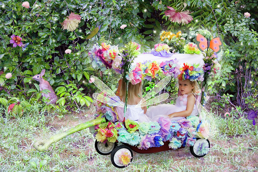 Flower Fairies in a Flower Mobile Digital Art by Lise Winne