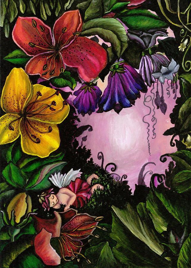 Flower fairys spring nap  Painting by Tara Krishna