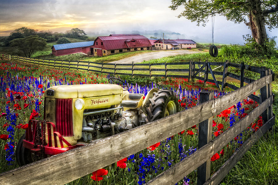Barn Photograph - Flower Farm by Debra and Dave Vanderlaan