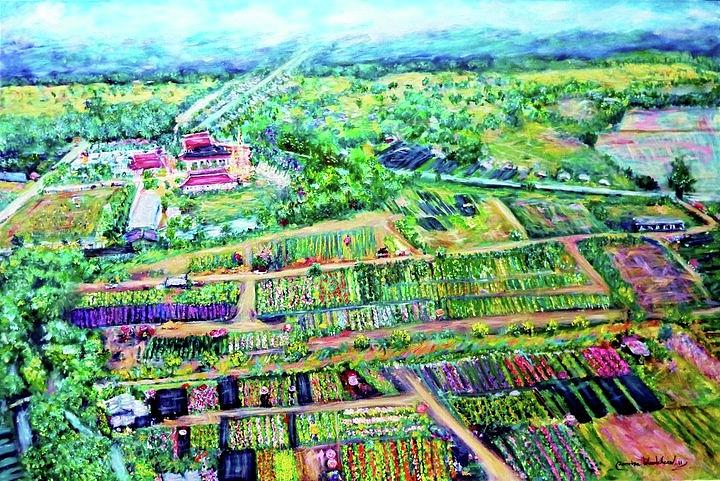 Flower Farm Painting by Wanvisa Klawklean