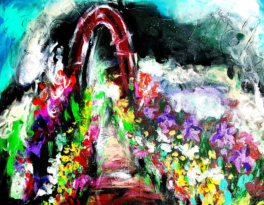 Flower garden ac Painting by Hae Kim