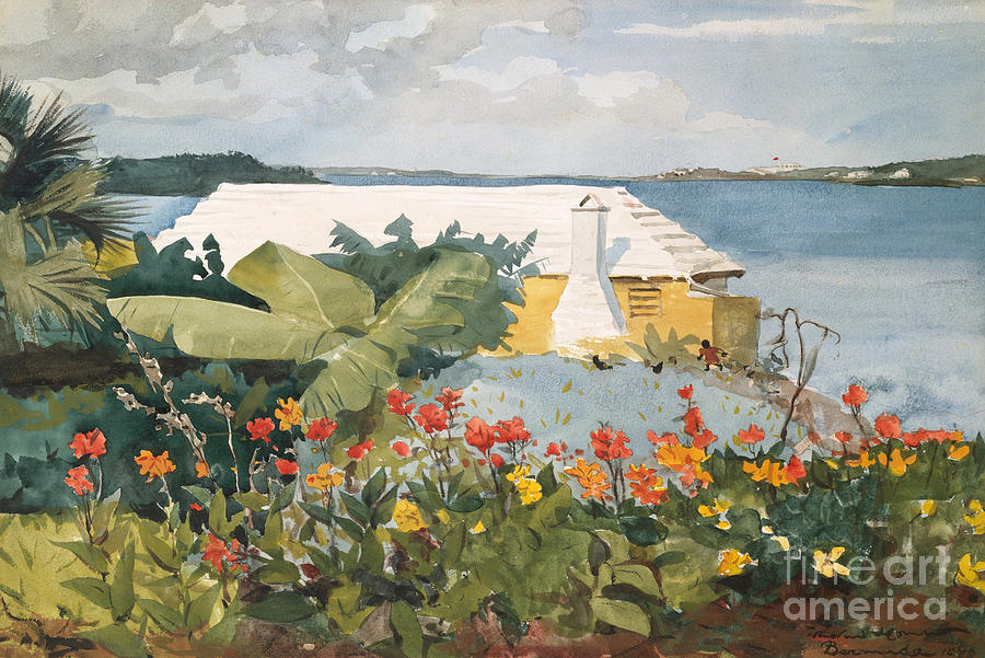 Flower Garden and Bungalow, Bermuda, 1899  Painting by Winslow Homer