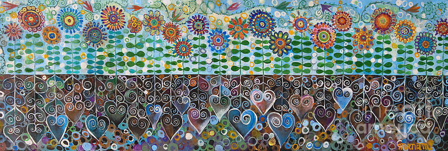 Flower Garden Blues Painting by Manami Lingerfelt