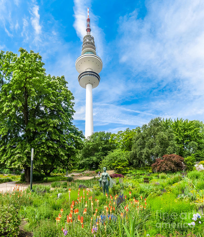 Flower garden in German Park with Tower Photograph by JR Photography ...