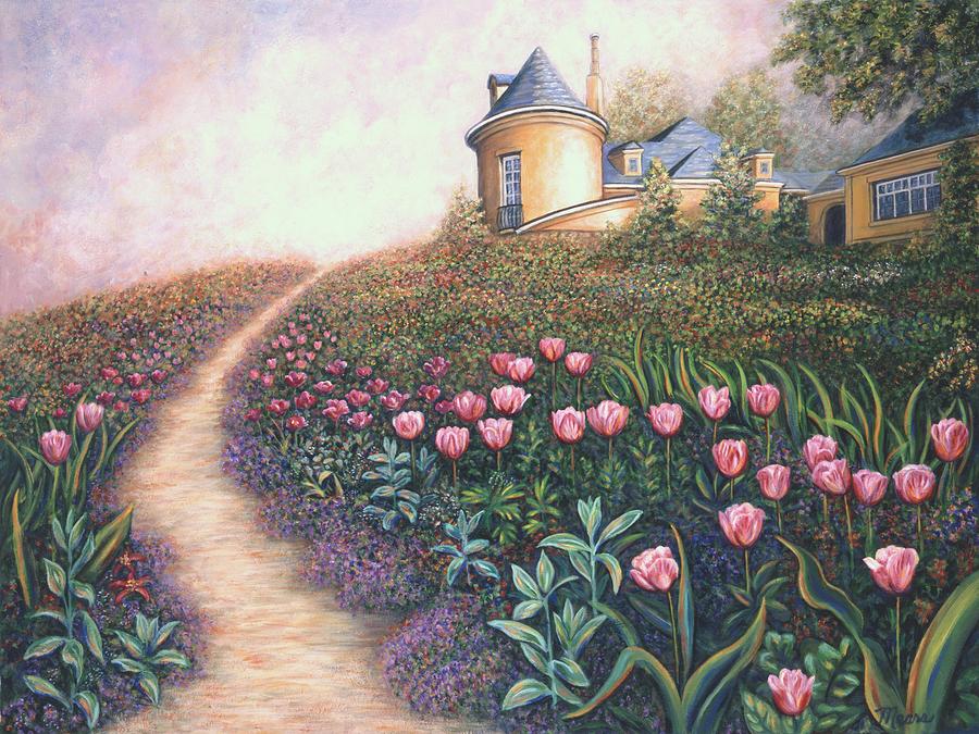 Landscape Painting - Flower Garden Pathway by Linda Mears