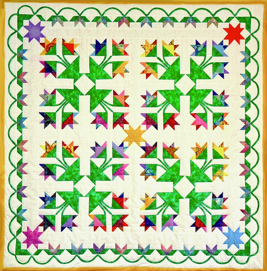 Flower Garden Quilt Tapestry - Textile by Pat Dolan