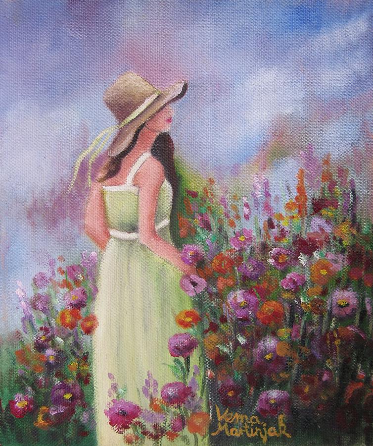 Flower Garden Painting by Vesna Martinjak