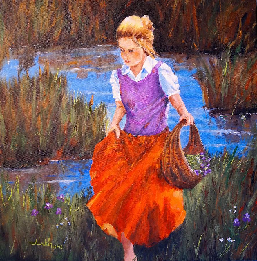 Flower Girl Painting by Alan Lakin
