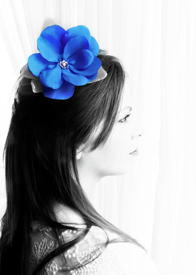 Flower Photograph - Flower Girl Blue Selective Colour by Terri Waters