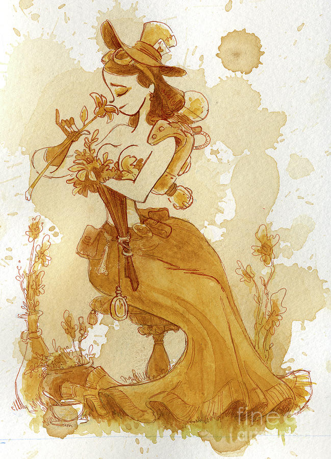 Steampunk Painting - Flower Girl by Brian Kesinger