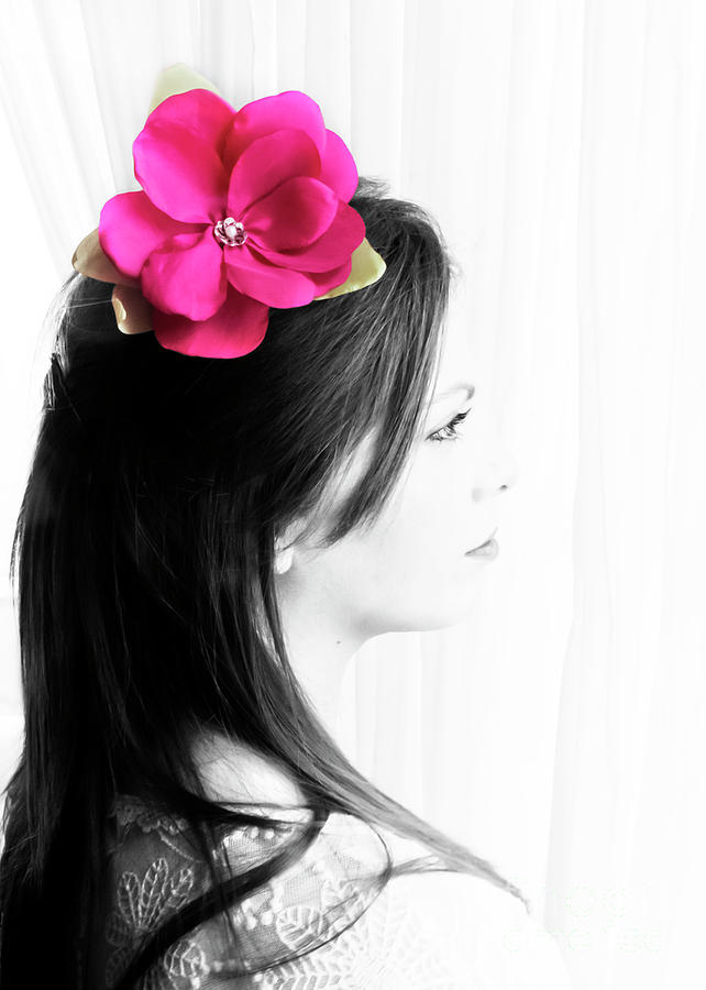 Flower Girl Pink Selective Colour Photograph by Terri Waters