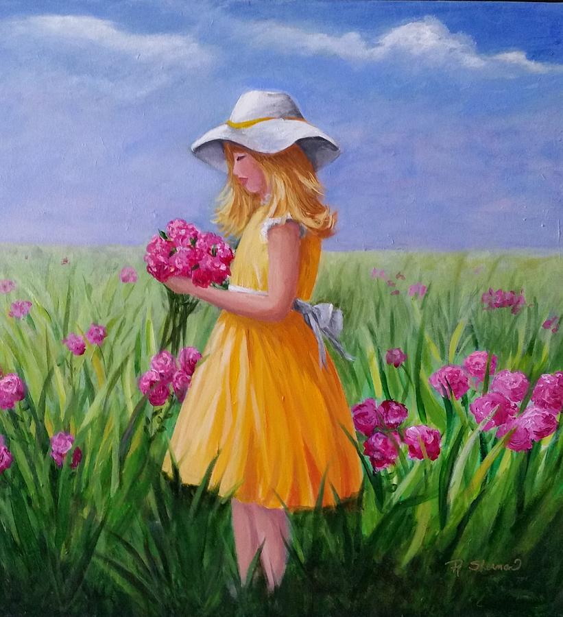 Flower girl Painting by Rosie Sherman