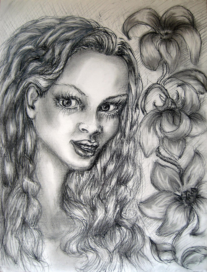 Flower Girl  Drawing by Yelena Rubin