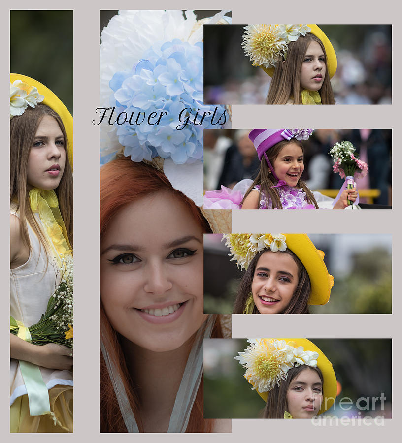 Hat Digital Art - Flower-Girls Collage by Eva Lechner