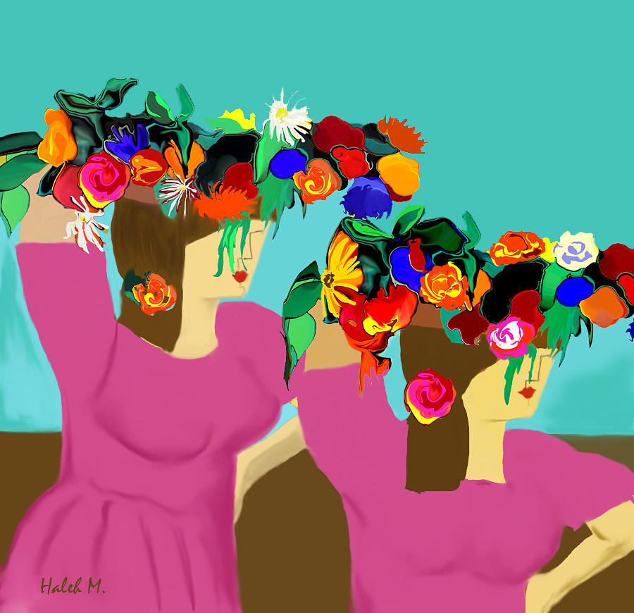 Flower Girls In the Market Digital Art by Haleh Mahbod