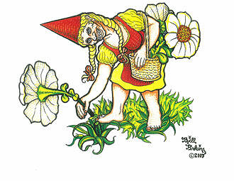 Flower Gnome Drawing by Bill Perkins