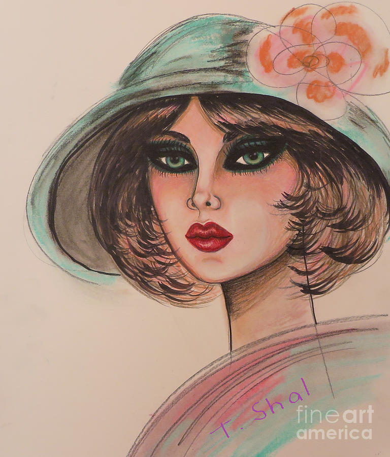  Flower Hat Abstract Drawing by Tara Shalton