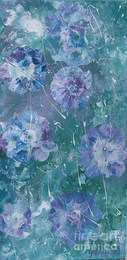 Flower in Blue Painting by Lori Jacobus-Crawford