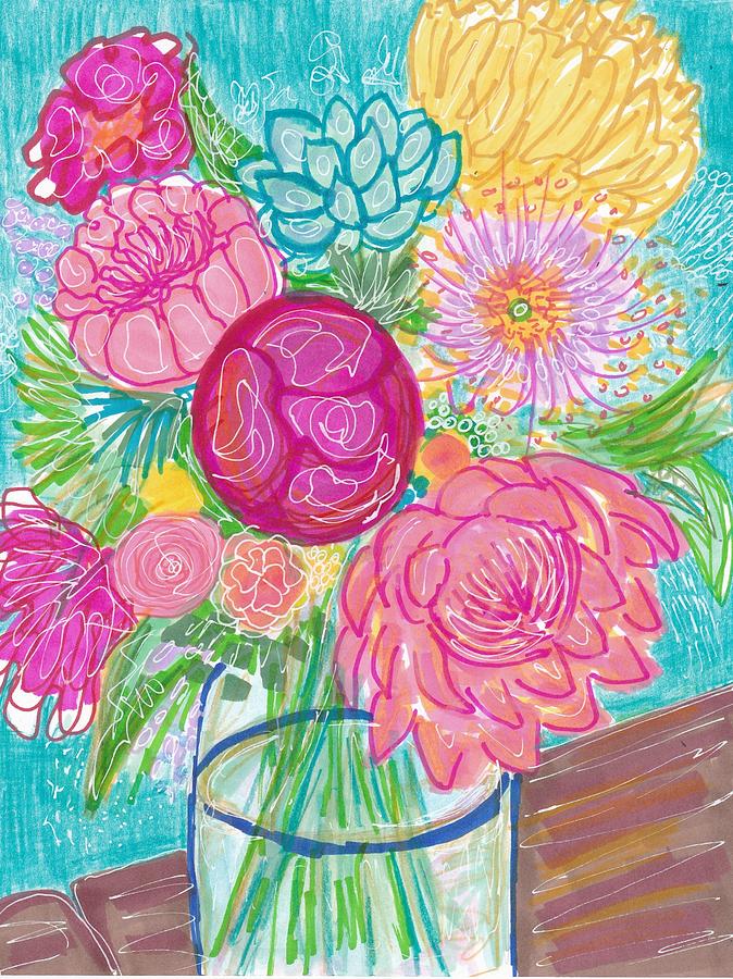 Flower in Vase Drawing by Rosalina Bojadschijew