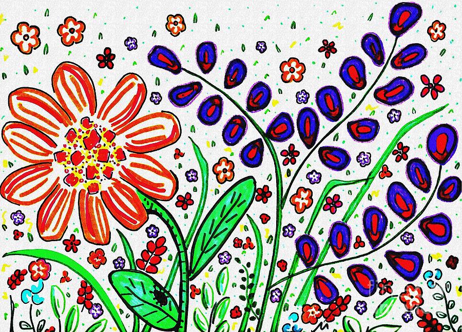 Flower Drawing - Flower Joy by Sarah Loft