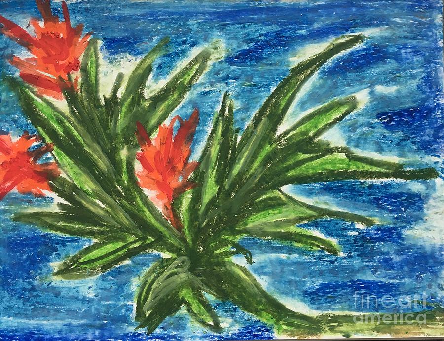 Flower kissing Ocean Drawing by Dr Hadas-Rebecca Youman - Fine Art America