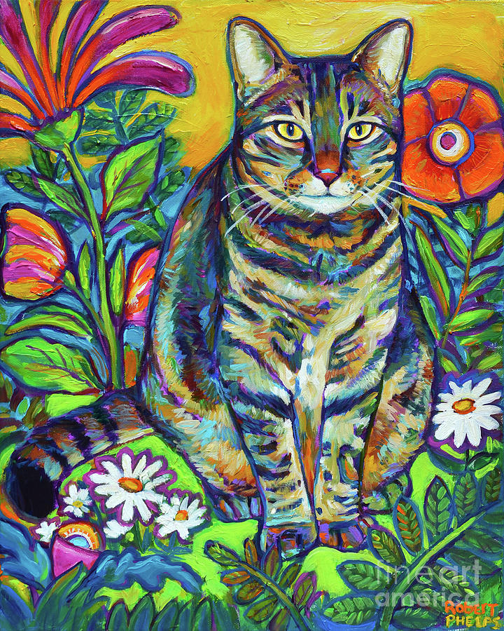 Phoebe The Flower Kitty Painting By Robert Phelps - Fine Art America