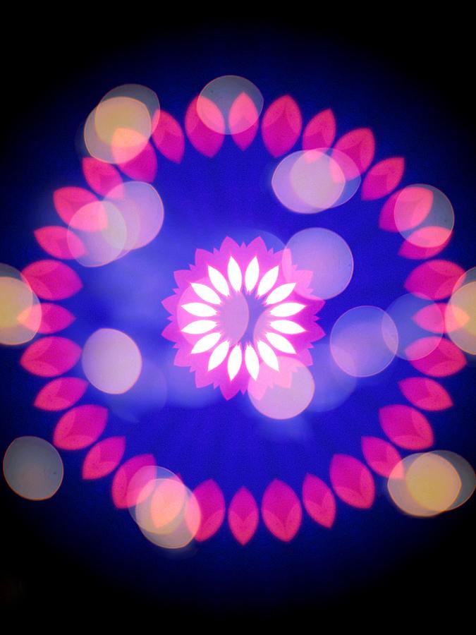 Flower Mandala bokeh blue pink Digital Art by Itsonlythemoon
