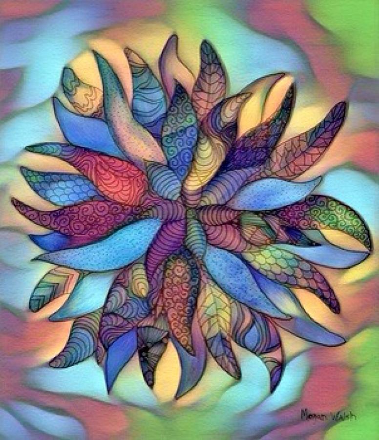Flower mandala multi color Digital Art by Megan Walsh