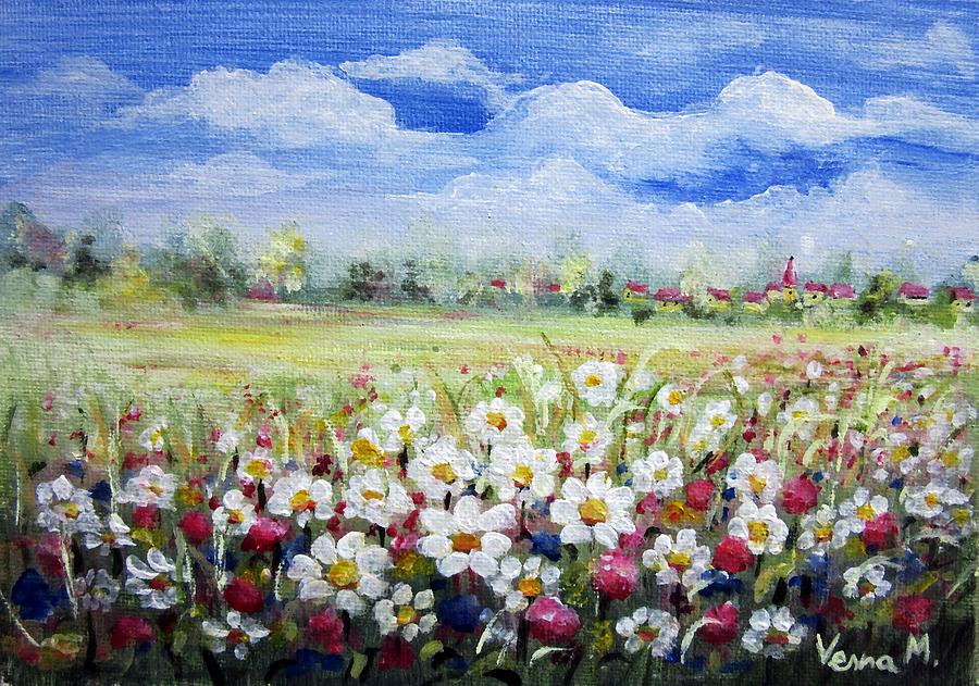 Flower Meadow 1 Painting by Vesna Martinjak