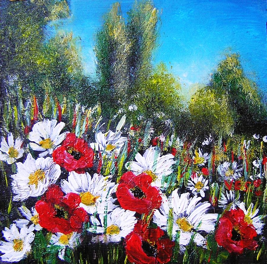Flower Meadow Painting by Vesna Martinjak