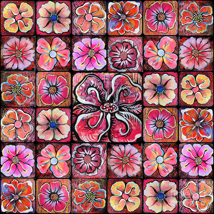 Flower Painting - Flower Montage by Shadia Derbyshire