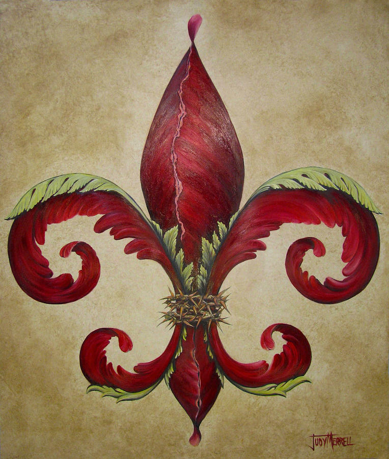 New Orleans Painting - Flower of New Orleans Crimson by Judy Merrell