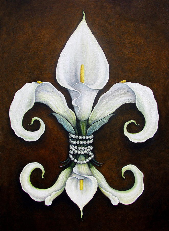 Fleur-de-lis Painting - Flower of New Orleans White Calla Lilly by Judy Merrell