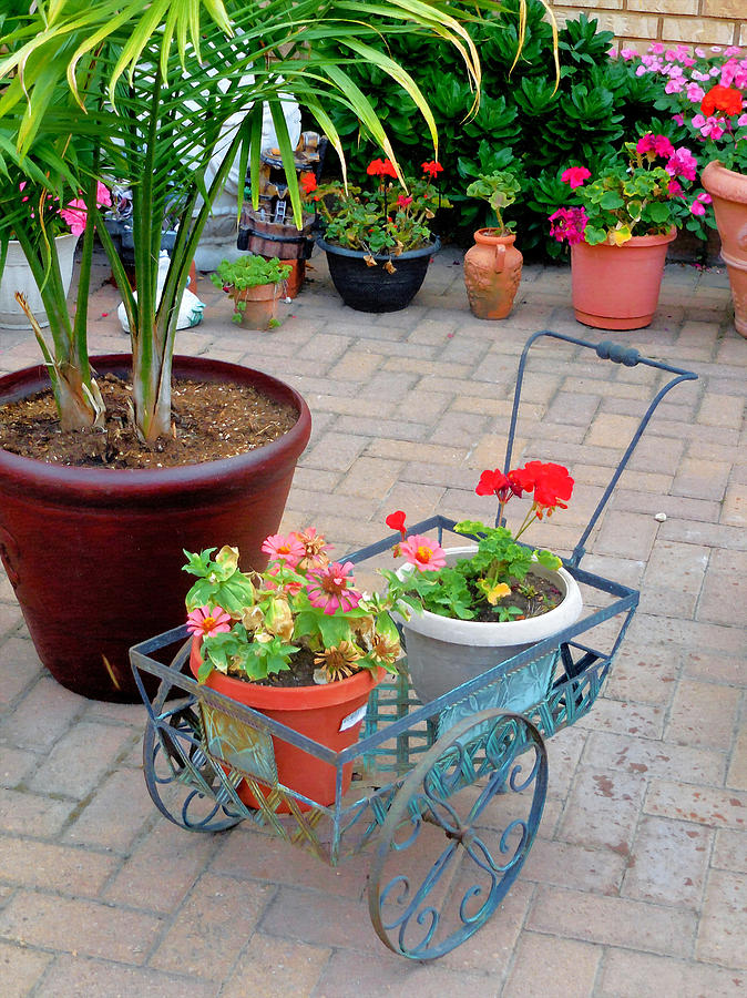 Flower on cart Painting by Jeelan Clark
